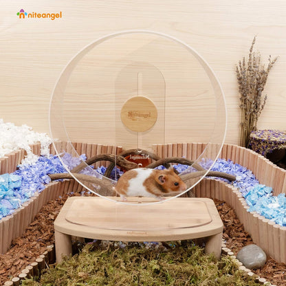 Niteangel Silent Hamster Exercise Wheel - Dual-Bearing Quiet Spinning Acrylic Hamster Running Wheel