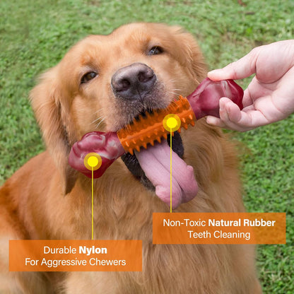 Apasiri Dog Toys for Aggressive Chewers Peanut Butter Flavored, 8" Tough Dog Chew Bone, Nylon &
