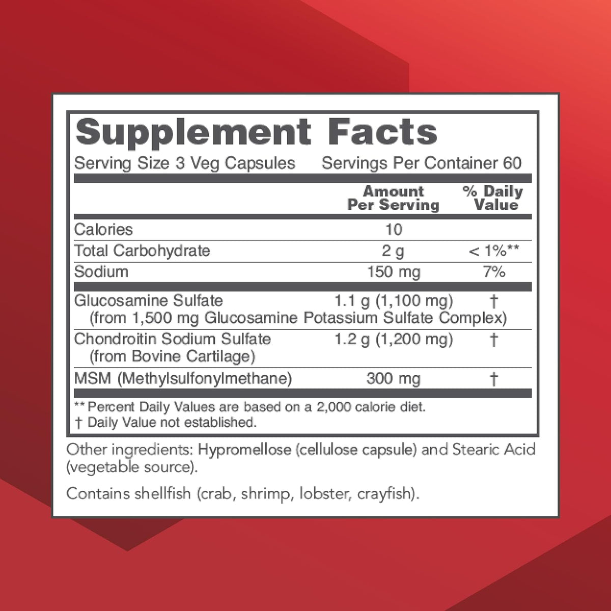 Protocol Glucosamine & Chondroitin with MSM - Joint Support* - Chondroitin MSM Supplement - Non-GMO