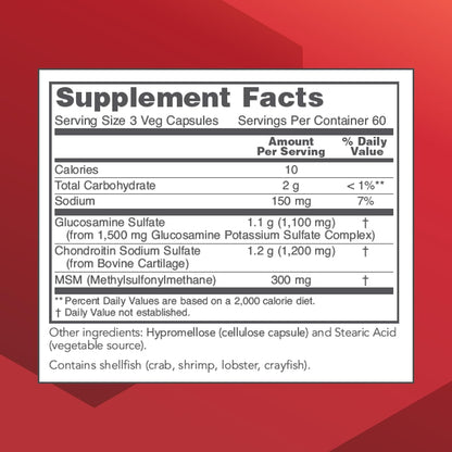 Protocol Glucosamine & Chondroitin with MSM - Joint Support* - Chondroitin MSM Supplement - Non-GMO