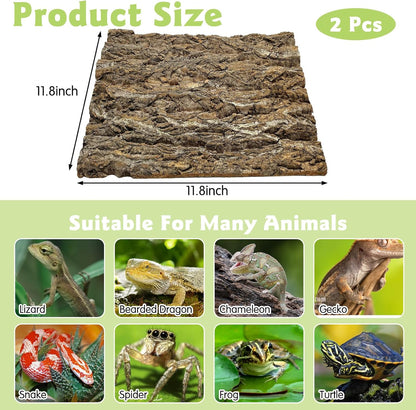 kathson 2Pcs 11.8” L x 11.8” W Cork Tile Background Bark Terrarium Backdrop Wall Decor Cork Bark