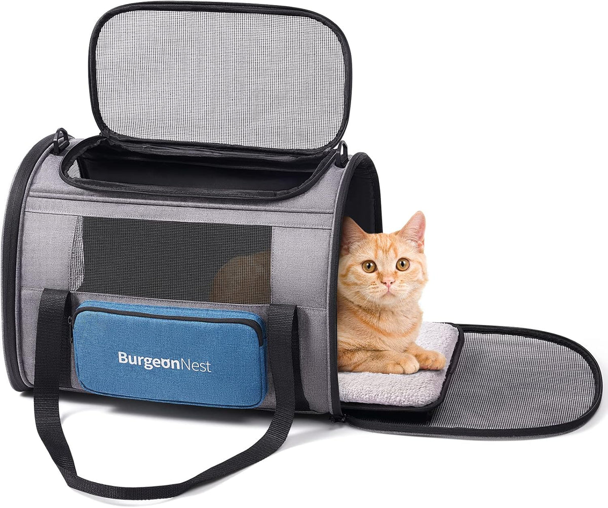 BurgeonNest Cat Carrier for Large Cats 20 lbs,Medium Pet Under 25 lbs,2 Puppy and Small Dogs with