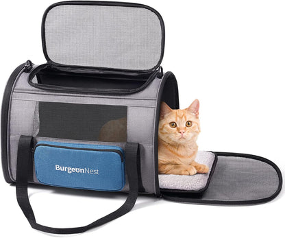 BurgeonNest Cat Carrier for Large Cats 20 lbs,Medium Pet Under 25 lbs,2 Puppy and Small Dogs with