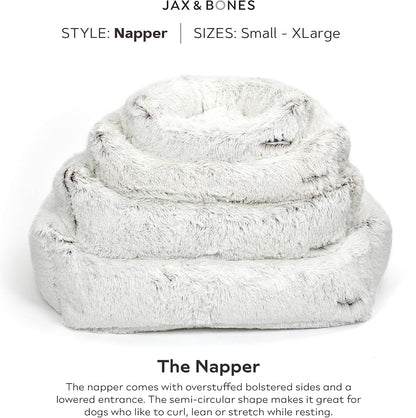 Jax & Bones Dog Napper - Machine Washable Shag Bed for Dogs - Extra Heavy Duty Bolstered Sides