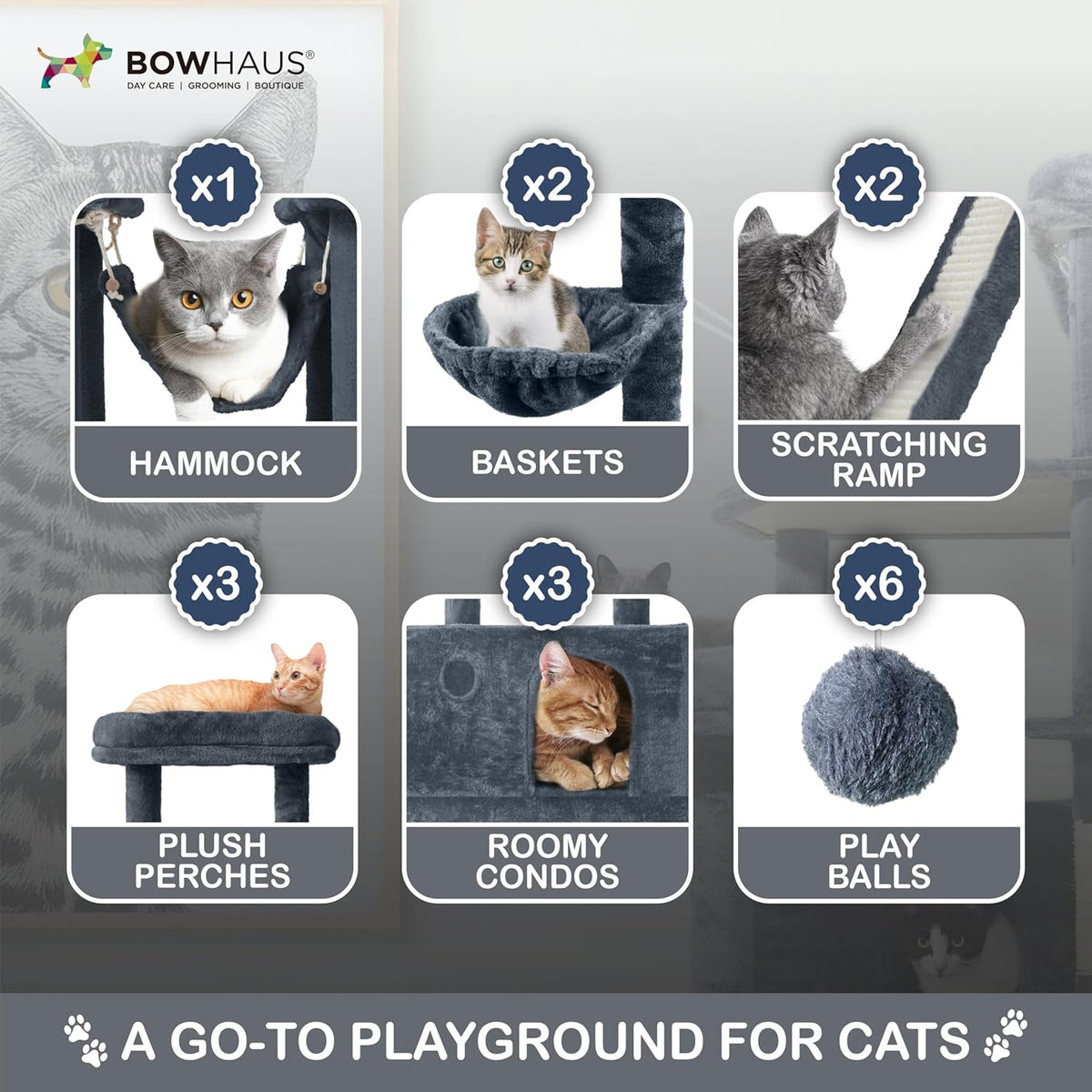 Extra Large 80-Inch Tall Cat Tree w/Widened Perch for Large Cats, Big Cat Tower Indoor, Modern
