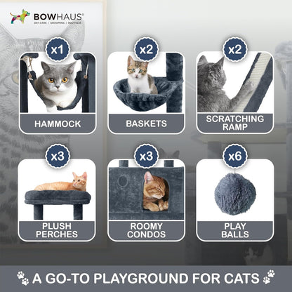 Extra Large 80-Inch Tall Cat Tree w/Widened Perch for Large Cats, Big Cat Tower Indoor, Modern