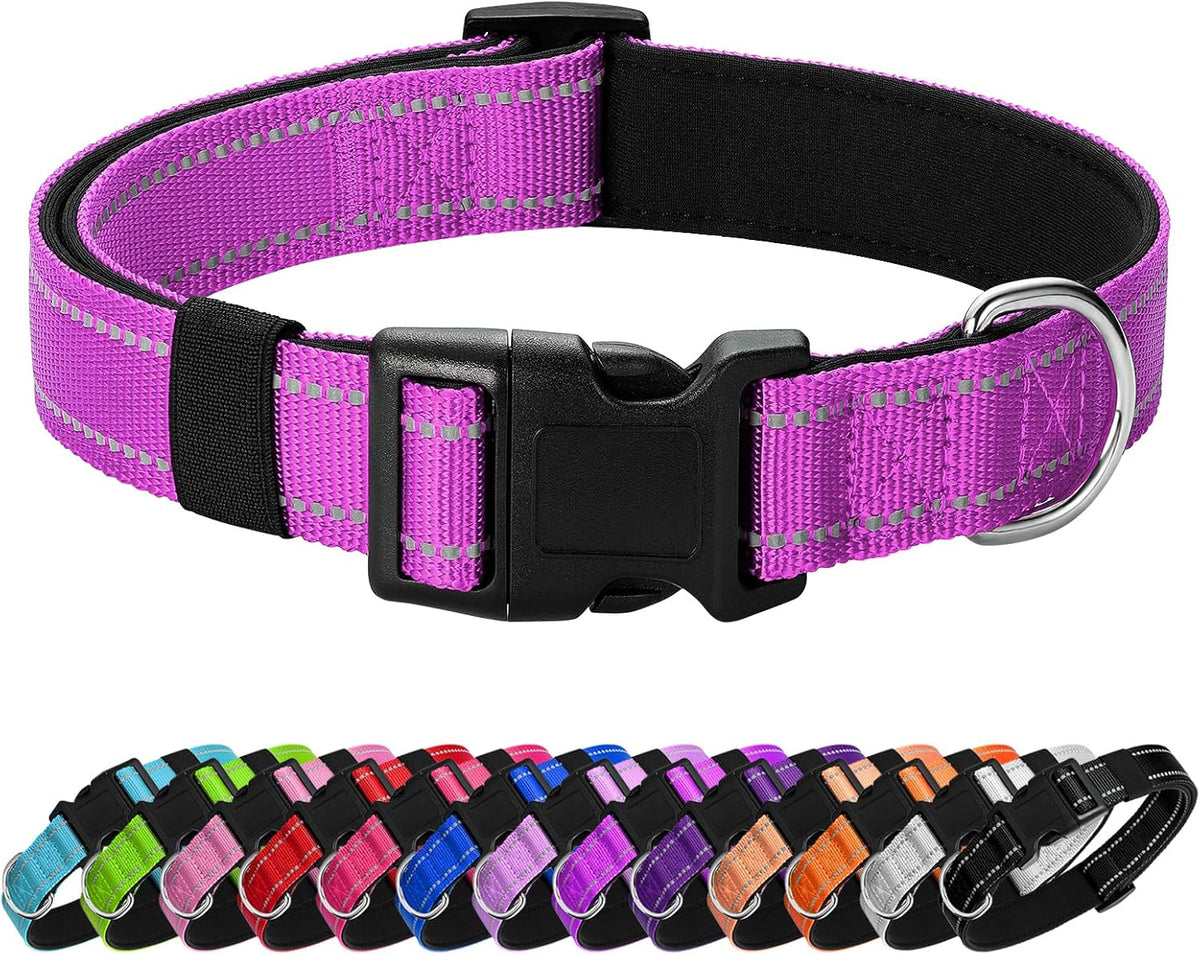 Reflective Dog Collar Padded with Soft Neoprene Breathable Quick Release Basic Dog Collars for