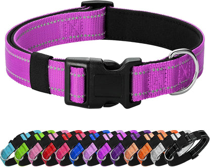Reflective Dog Collar Padded with Soft Neoprene Breathable Quick Release Basic Dog Collars for