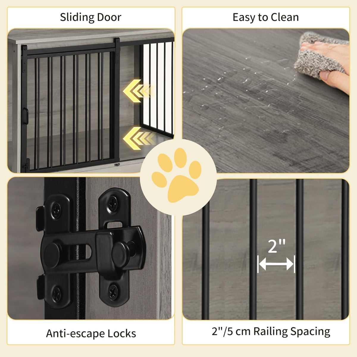 39.4" Heavy Duty Dog Crate Furniture with Barn Door, Wood Indoor Dog Crate Kennel for