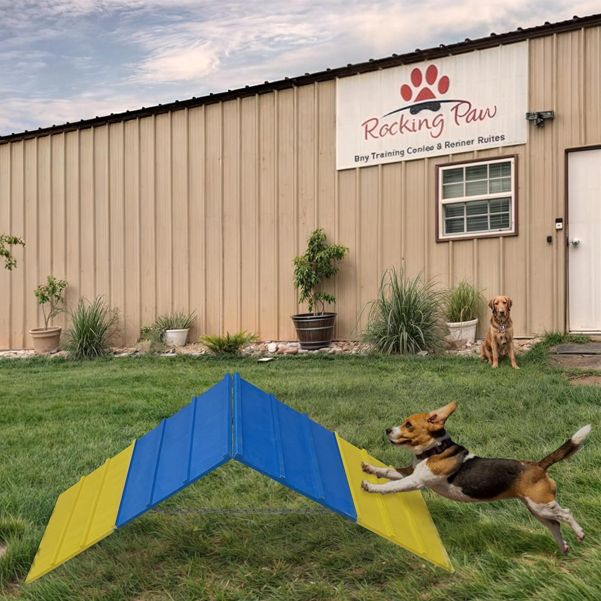 Dogs Agility Course Backyard Set, Dog Agility Equipment, Non-Slip Dog Agility A-Frame, 84” x 24”
