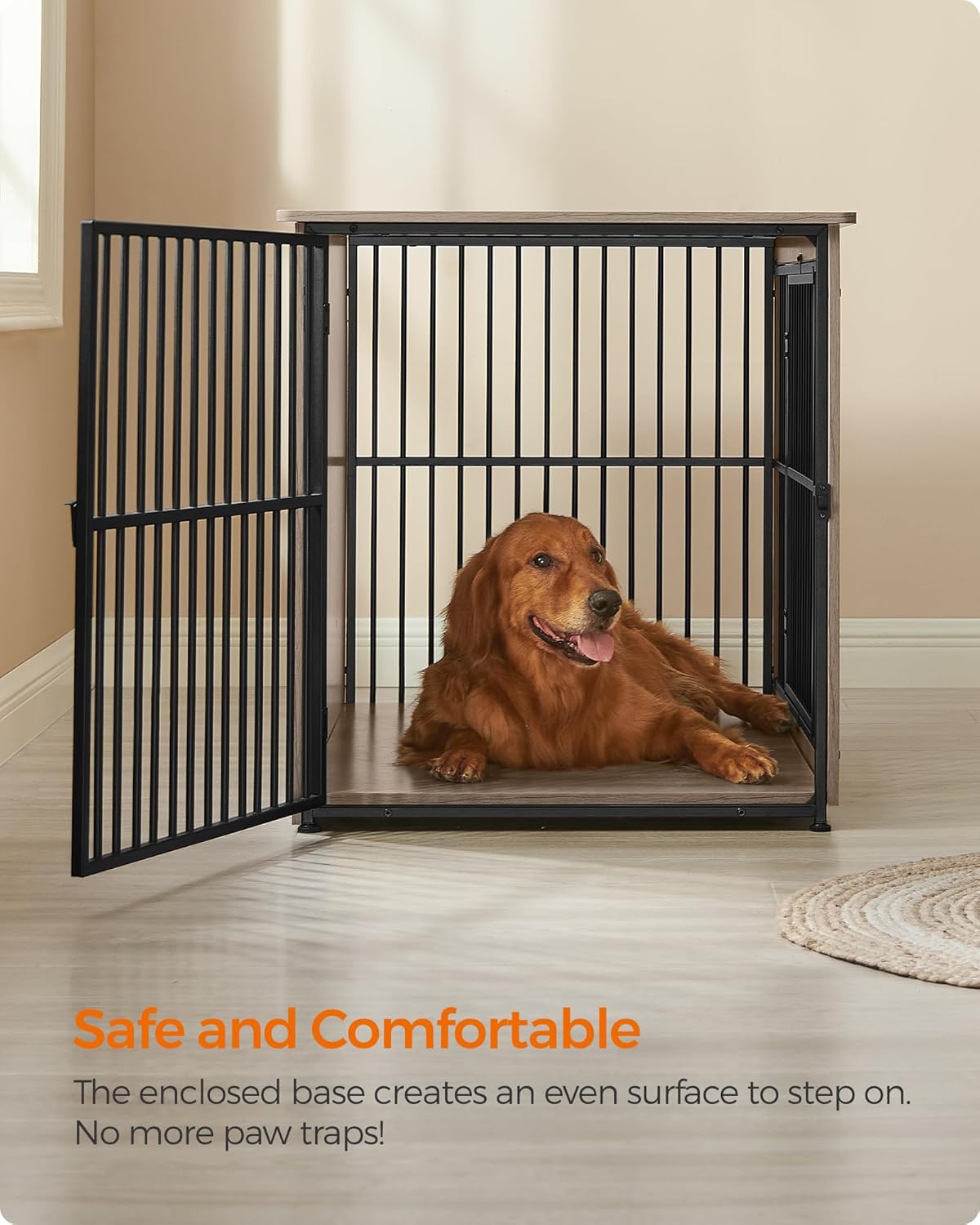 Feandrea Dog Crate Furniture, 43.3" Side End Table, Modern Kennel for Dogs Indoor up to 80 lb