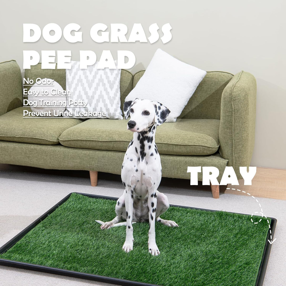 MEEXPAWS Dog Grass Pee Pads for Dogs with Tray | Large 34×23 in | 2× Dog Artificial Grass Pads