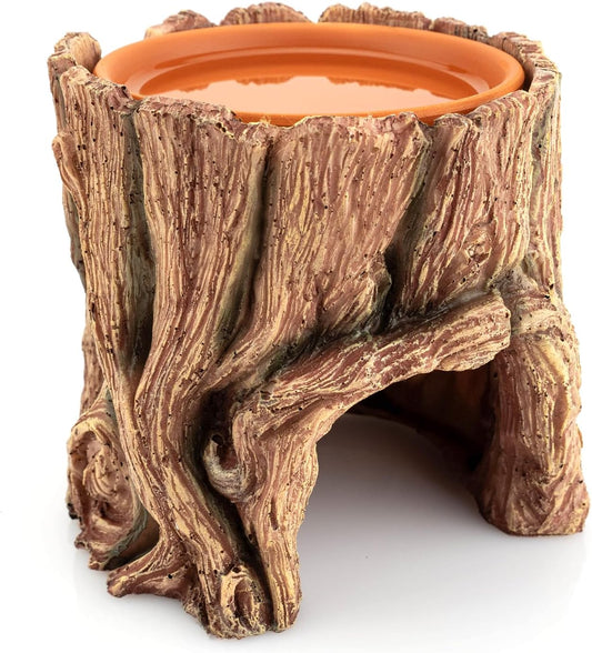 Reptile Hide Cave Resin – Moisture Keeping Reptile Shelter with Clay Water Basin for Leopard Gecko