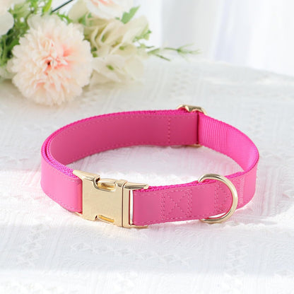 PET ARTIST Soft PU Leather Dog Collar, Bright & Stylish Hot Pink Dog Collar Girl with Quick Release