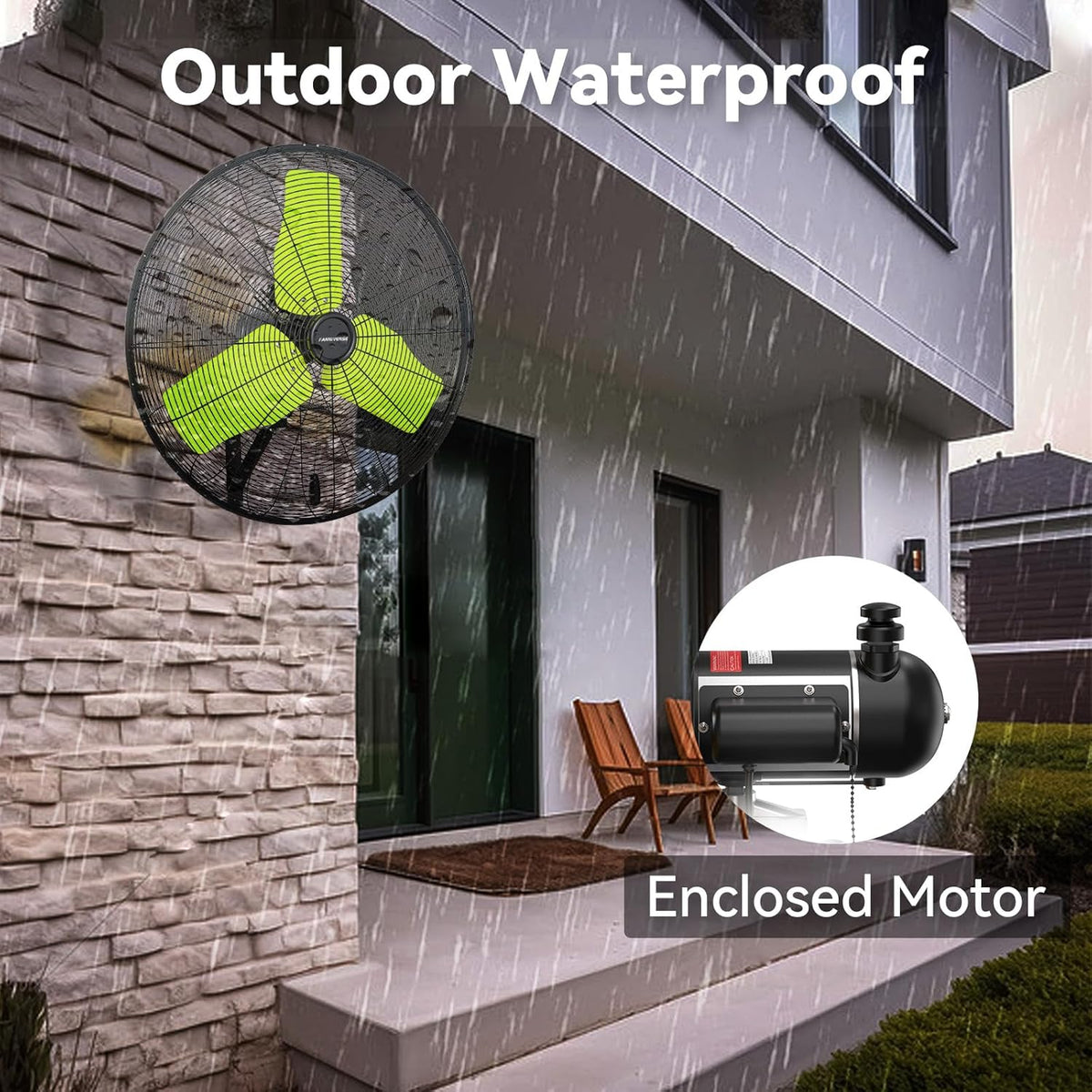 24 Inch 9500 CFM Waterproof Wall Fan Pro Series - Outdoor High Velocity Wall Mount Fan with