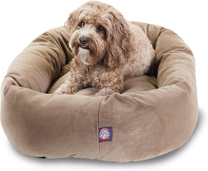 Majestic Pet 32 Inch Suede Calming Dog Bed Washable 32x23x7 (Inch) – Cozy Soft Round Donut Dog Bed