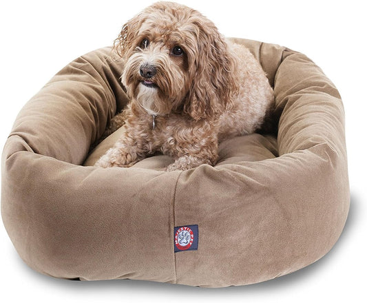 Majestic Pet 32 Inch Suede Calming Dog Bed Washable 32x23x7 (Inch) – Cozy Soft Round Donut Dog Bed