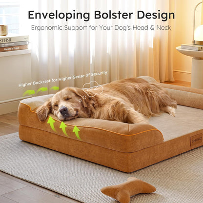 Extra Large Dog Bed, Orthopedic Dog Beds with Cooling Gel Memory Foam, Waterproof XL Pet Bed with
