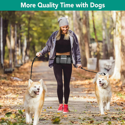 PetAmi Premium Hands Free Dog Leash for 2 Dogs, Adjustable Waist Belt Leash for Dog Walking, Fanny