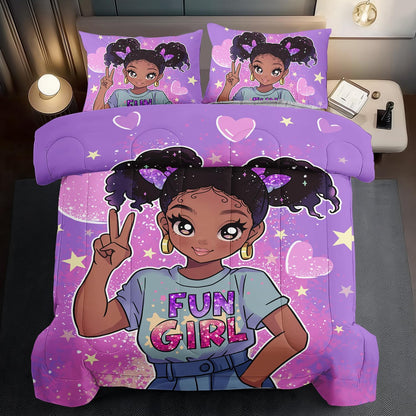 African American Black Girl Comforter Set Twin Size,Cute Black Girl Bedding Set Twin for