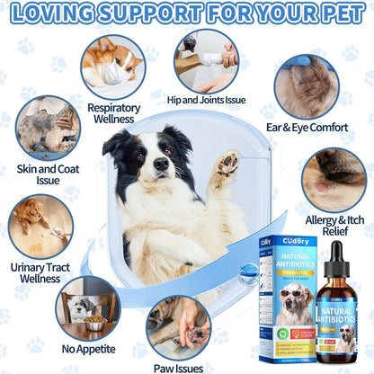 Natural Antibiotics for Dogs, Herbal Dog Antibiotics Supplement with Prebiotics for Dog Allergy
