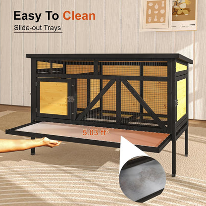 46.7" Rabbit Cage Elevated Bunny Cage Indoor, Outdoor Rabbit Hutch Hamster Cages for Small Animals