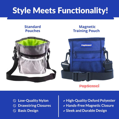 Dog Treat Pouch, Durable Oxford Polyester, No-Spill Magnetic Closure, Treat Pouches for Pet