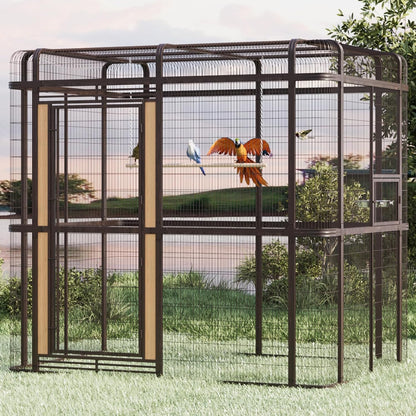 Large Bird Cage for Parakeets Outdoor Bird Aviary Parrot Cage with Perch, Walk-in Heavy Duty
