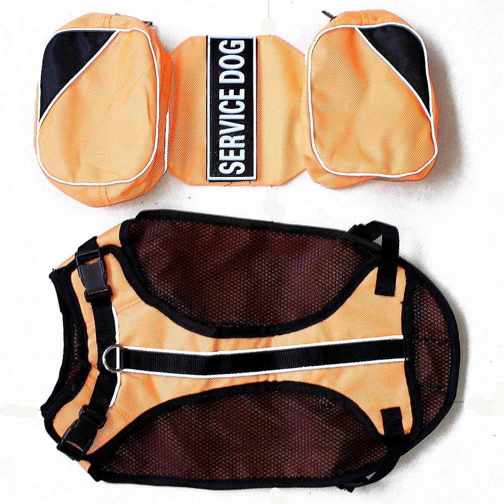 Serijoars Dog Vest Harnesses with Saddlebag Backpack for Camping & Travel - Reflective Hound Hiking