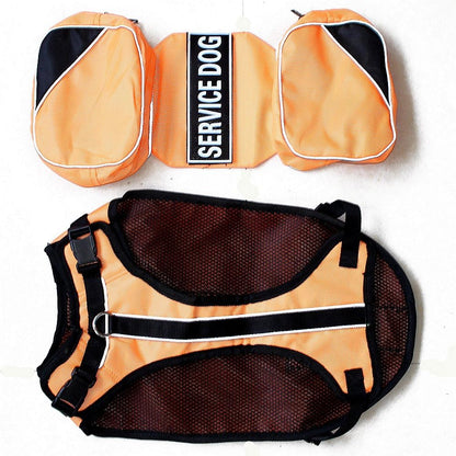 Serijoars Dog Vest Harnesses with Saddlebag Backpack for Camping & Travel - Reflective Hound Hiking