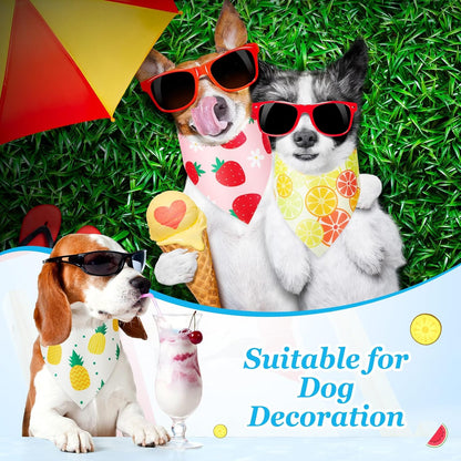 100 Pcs Fruit Dog Bandanas Bulk Summer Bandanas for Dogs Hawaiian Soft Bibs Adjustable Triangle