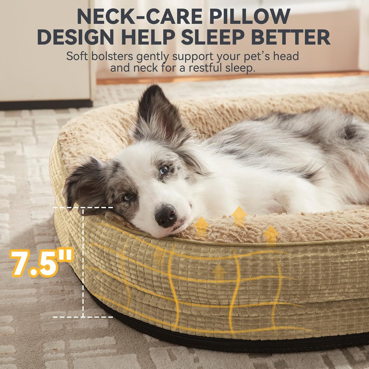 JOEJOY Orthopedic Dog Bed for Extra Large Dogs, Egg-Crate Memory Foam Pet Bed with Bolster Sides