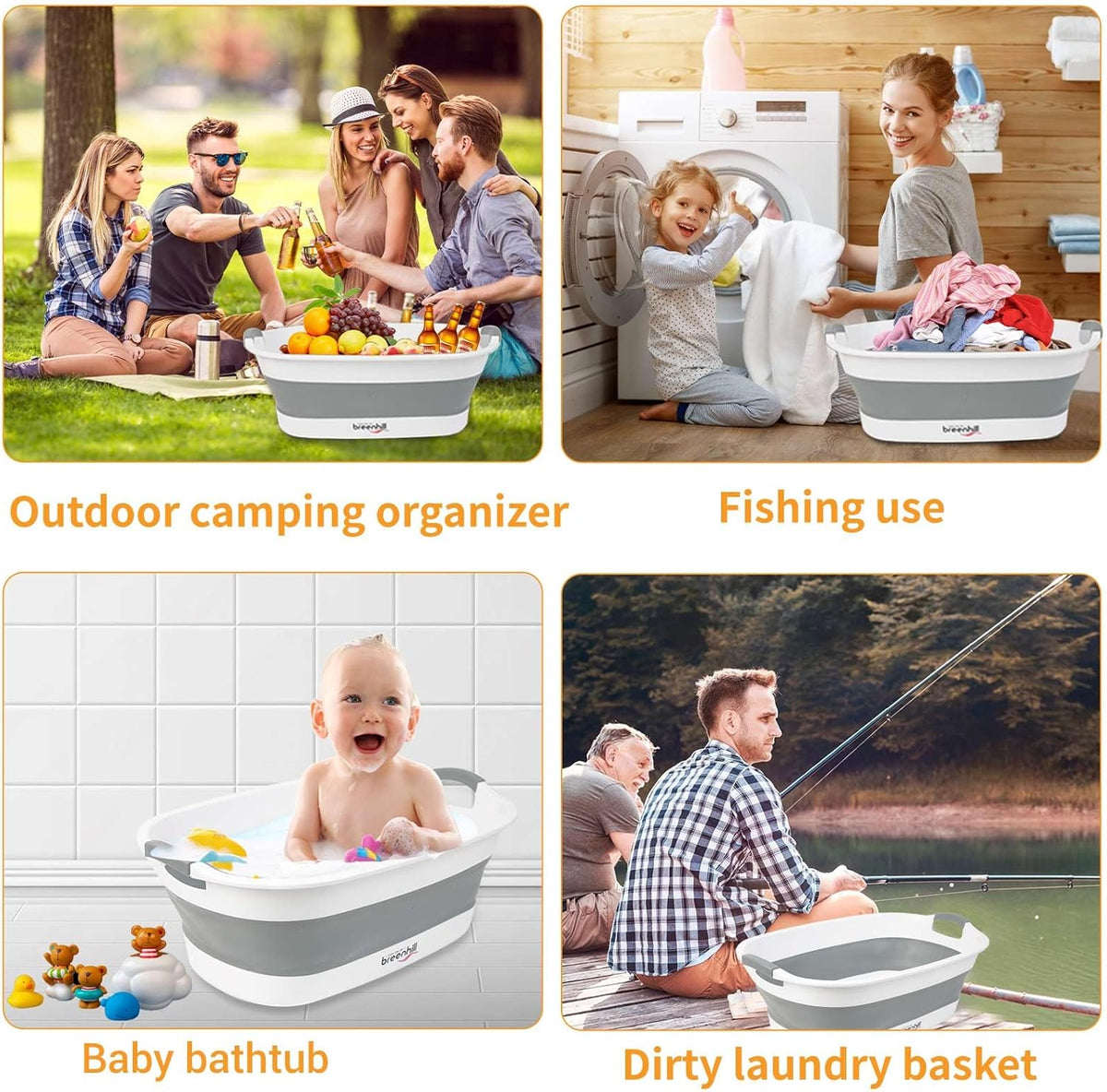 Collapsible Dog Bath Tub for Small Dogs & Cats, Portable Puppy Bath Tub with Water Drain Plug