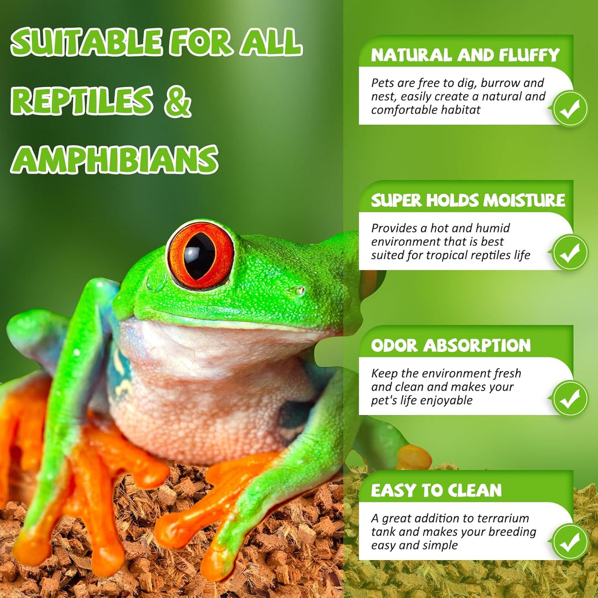 Legigo 4 Pack Coconut Chip Substrate for Reptiles, Natural Coco Husk Chip Reptiles Bedding