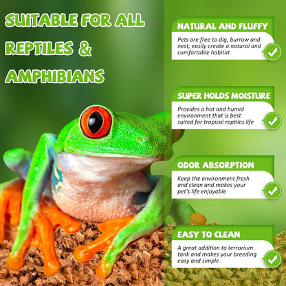 Legigo 4 Pack Coconut Chip Substrate for Reptiles, Natural Coco Husk Chip Reptiles Bedding