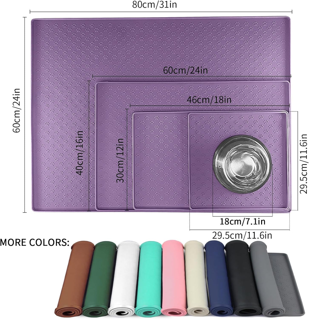 Ptlom Dog Food Mat Anti-Slip Pet Bowl Mats for Food and Water, High-Lips Pet Placemat Prevent Messy