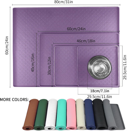 Ptlom Dog Food Mat Anti-Slip Pet Bowl Mats for Food and Water, High-Lips Pet Placemat Prevent Messy