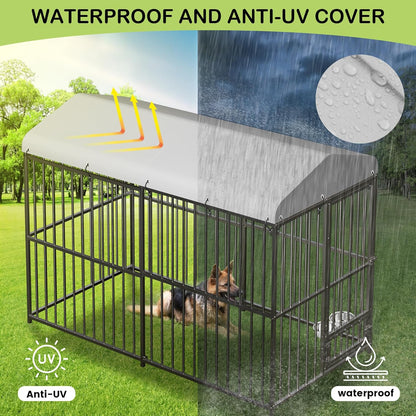 8x4x6 FT Outdoor Dog Kennel,Heavy-Duty Enclosures Outside with UV-Resistant Waterproof Roof Cover