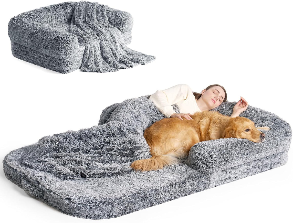 EHEYCIGA Foldable Human Dog Bed, Orthopedic Memory Foam Human Sized Dog Bed, Waterproof Pet Bed for