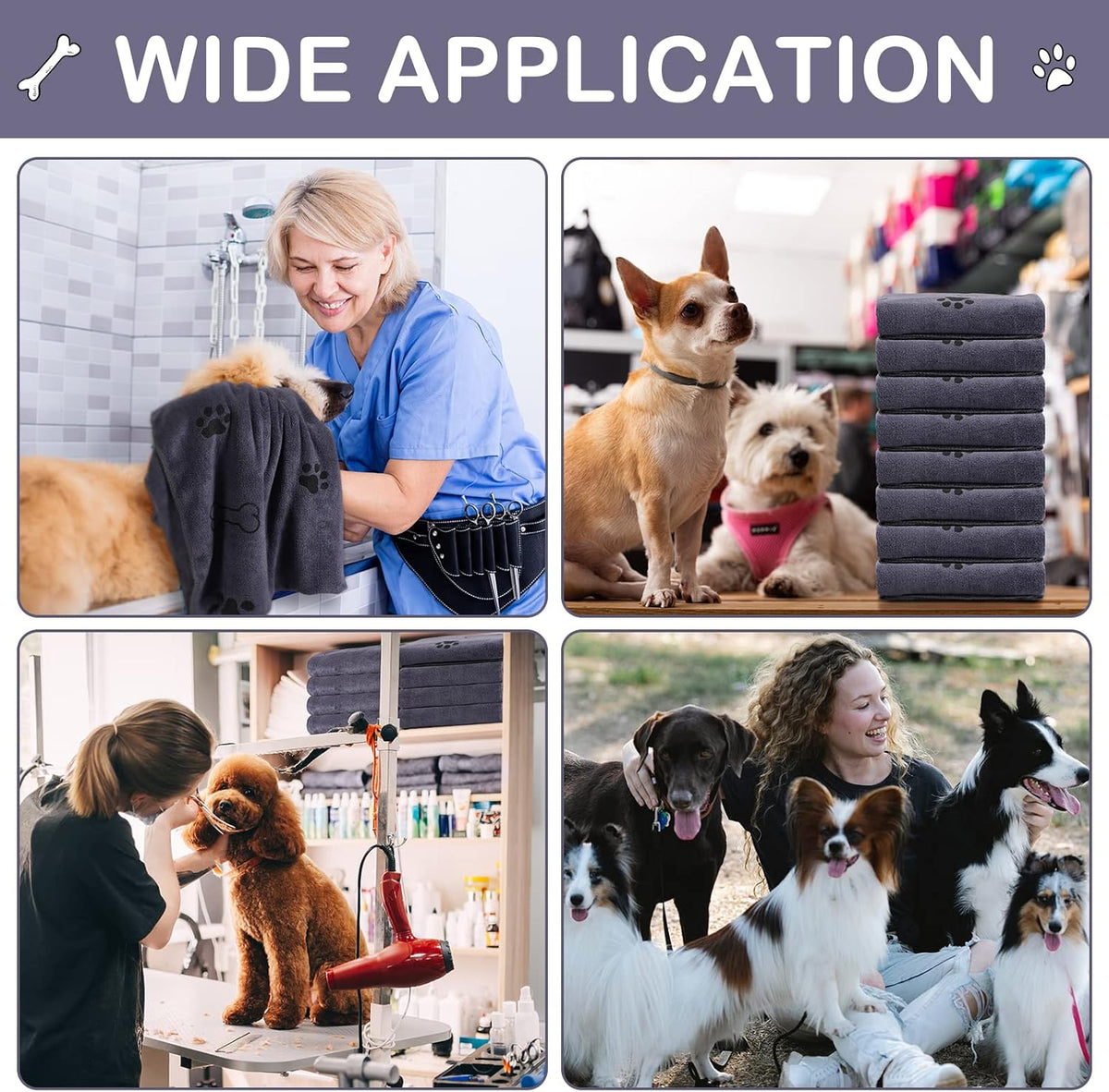 Chumia 8 Pcs Dog Towels for Drying Dogs Cats Pet Towels Bulk Puppy Microfiber Quick Drying Paw Bath