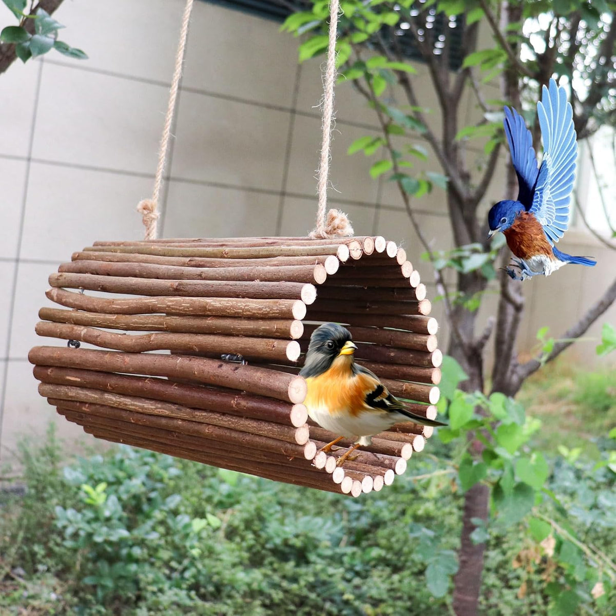 Bird Parrot Swing Toys, Hanging Bird Perch Stand, Natural Willow Wood Parrot Hammock, Bird Cage