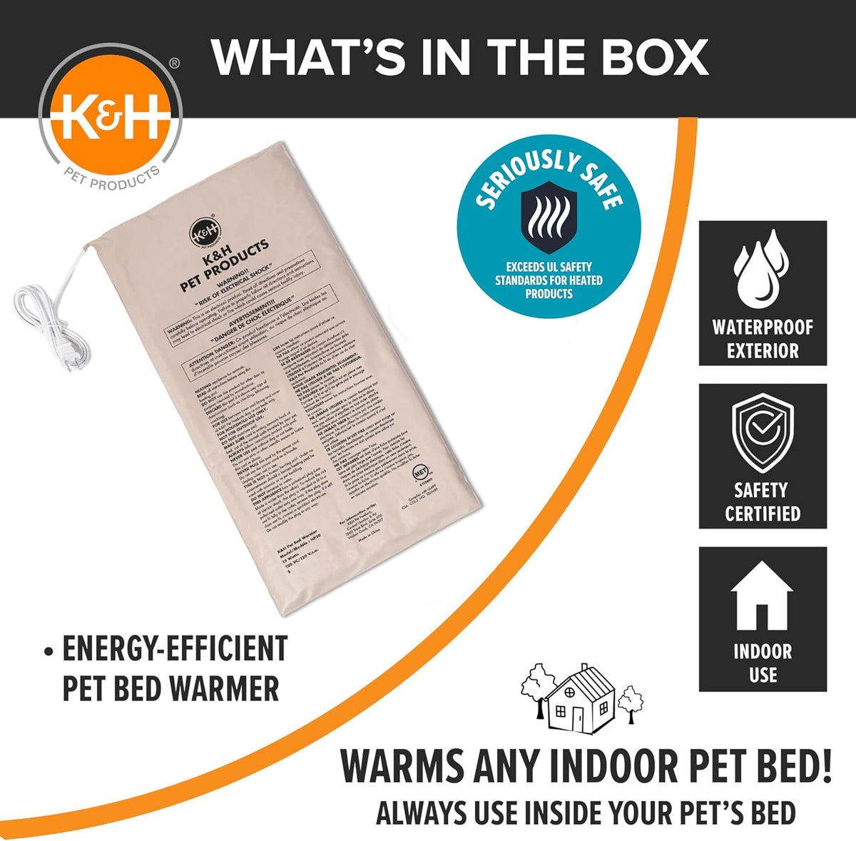 K&H Pet Products Pet Bed Warmer, Turn Any Pet Bed Into a Heated Cat or Dog Bed, Waterproof Indoor