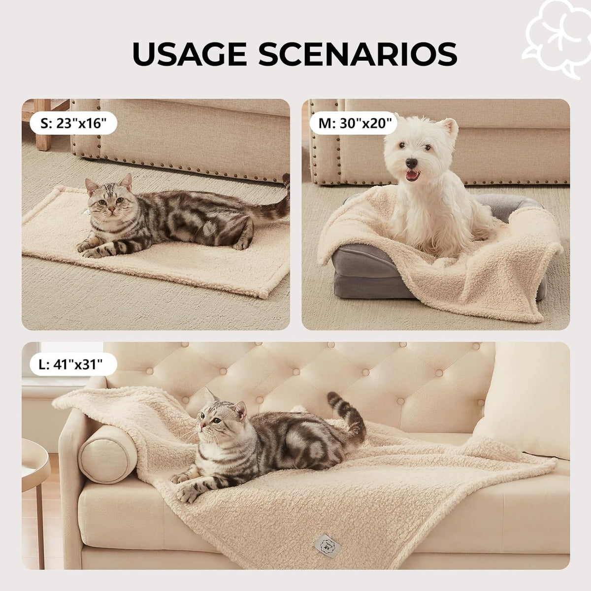 1 Pack 3 Calming Blankets Fluffy Premium Fleece Pet Blanket Soft Sherpa Throw for Dog Puppy Cat