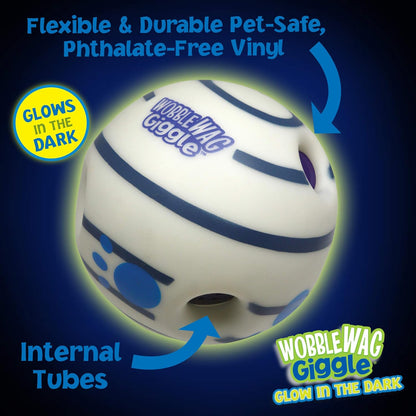Wobble Wag Giggle Glow in The Dark | Rolling Enrichment Toy for Playtime, Interactive Play for