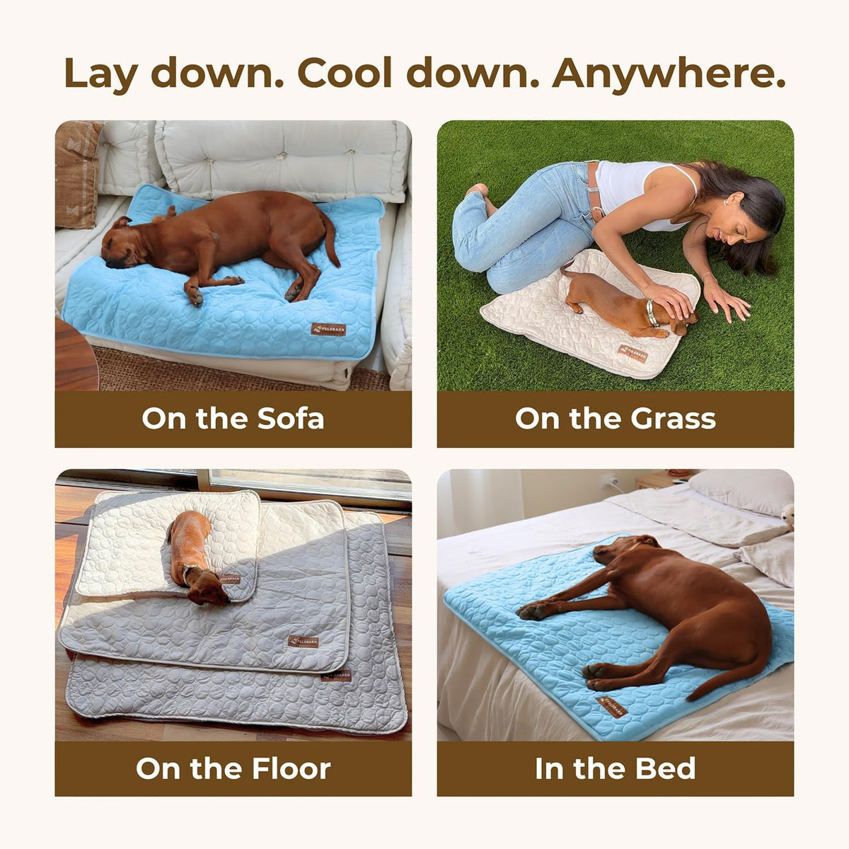 Dog Cooling Mat- Ice Silk Summer Comfort, Self Cooling, Non-Slip Dog Pad, Durable & Washable, Mat