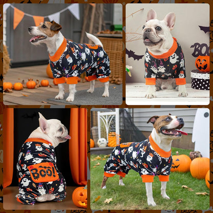 BEAUTYZOO Dog Halloween Pajamas Large Sized Dog, Fleece Funny Ghost Pumpkin Costumes for Dogs, Soft