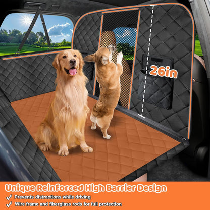 URPOWER High Barrier Back Seat Extender for Dogs, Hard Bottom Dog Car Seat Cover Holds 400 lbs