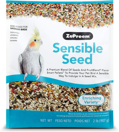 ZuPreem Sensible Seed Bird Food, Cockatiel, Lovebird, Quaker, Small Conure, Seed and Pellet Blend