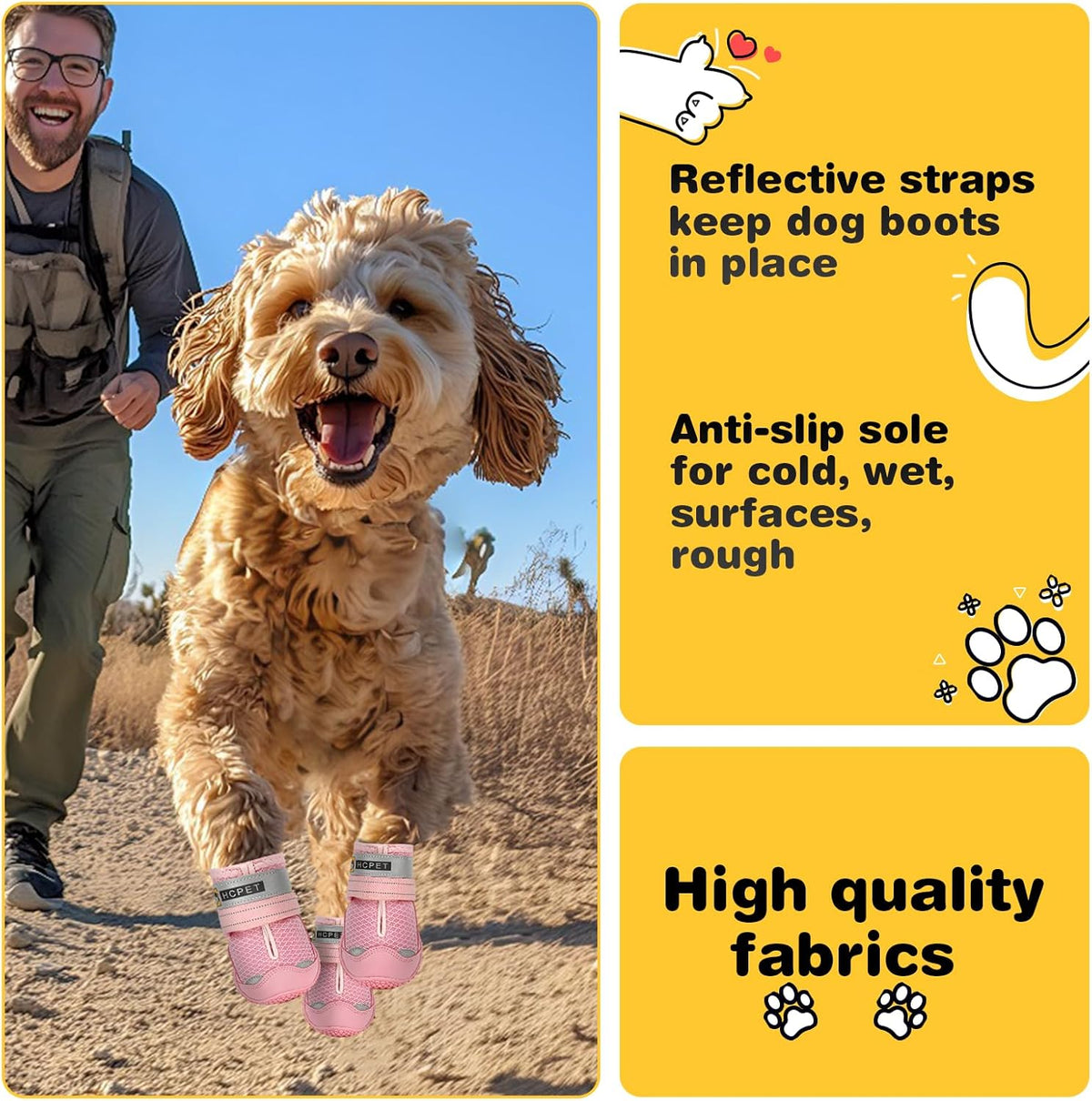 Hcpet Dog Shoes for Large Dogs, Breathable Dog Booties for Small Medium Dogs, Anti-Slip Dog Boots &