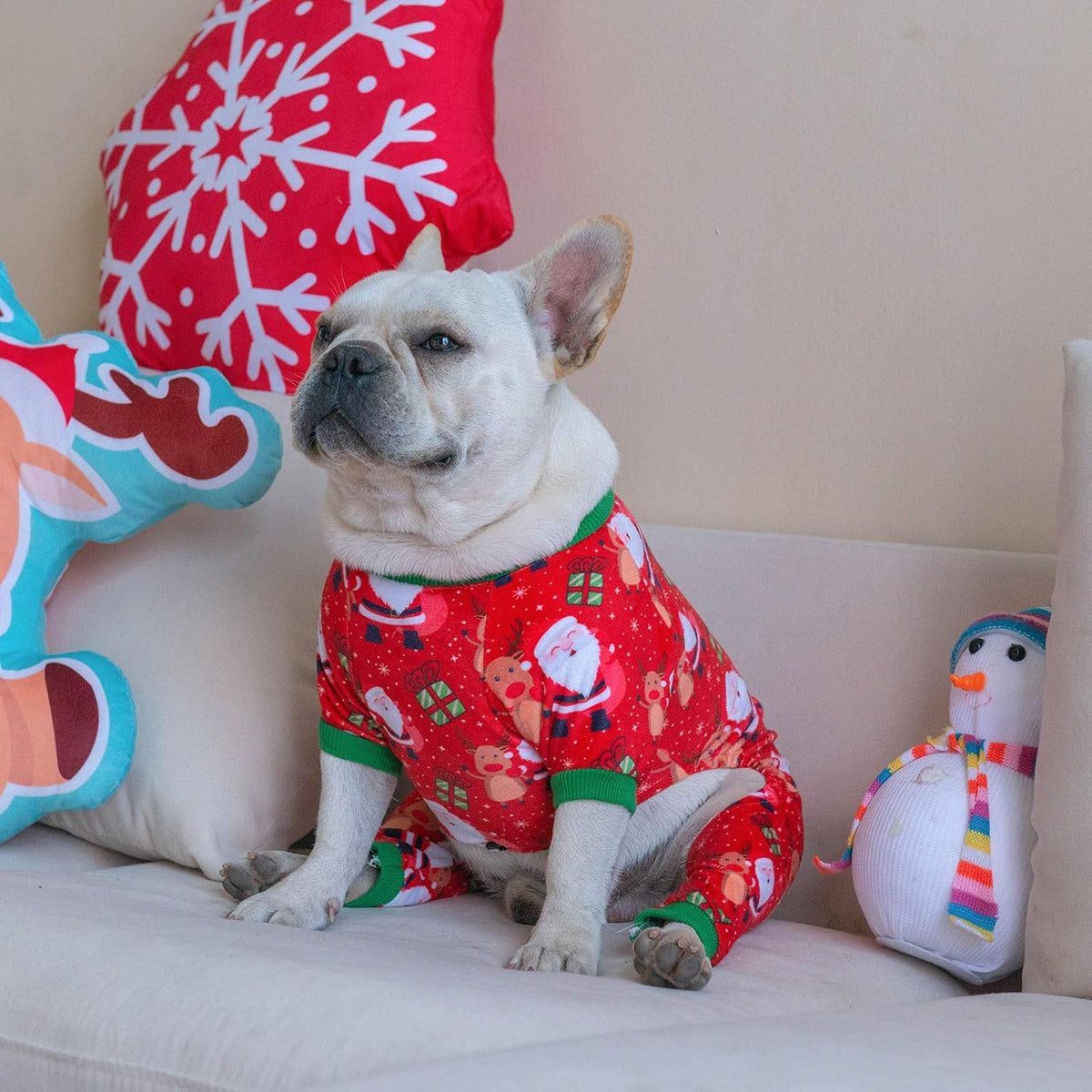 CuteBone Small Dogs Christmas Outfit Soft Puppy Onesies Pjs Dog Pajamas Pet Coat Cat Apparel Comfy
